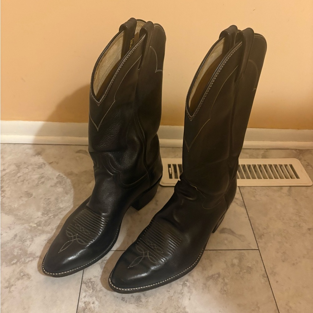 Dan Post black leather western cowboy boots